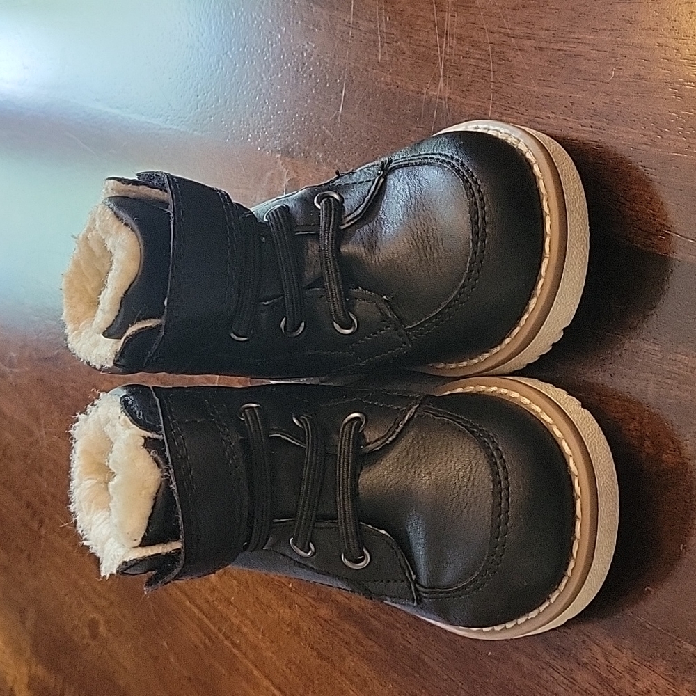 Faux-Leather Sherpa-Trim Lace-Up Boots for Toddler Boys- Old Navy